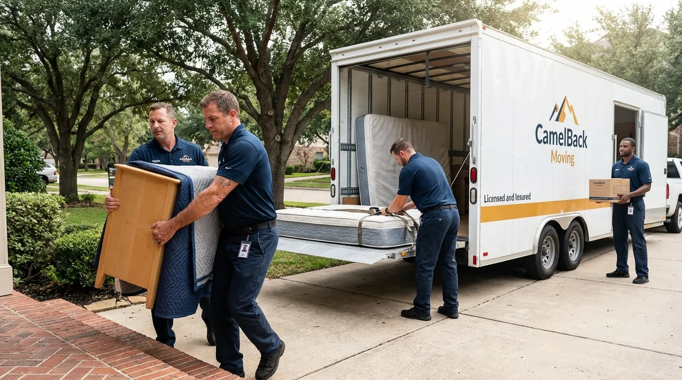 Crew loading residential truck for cross-state move from Colfax, WA